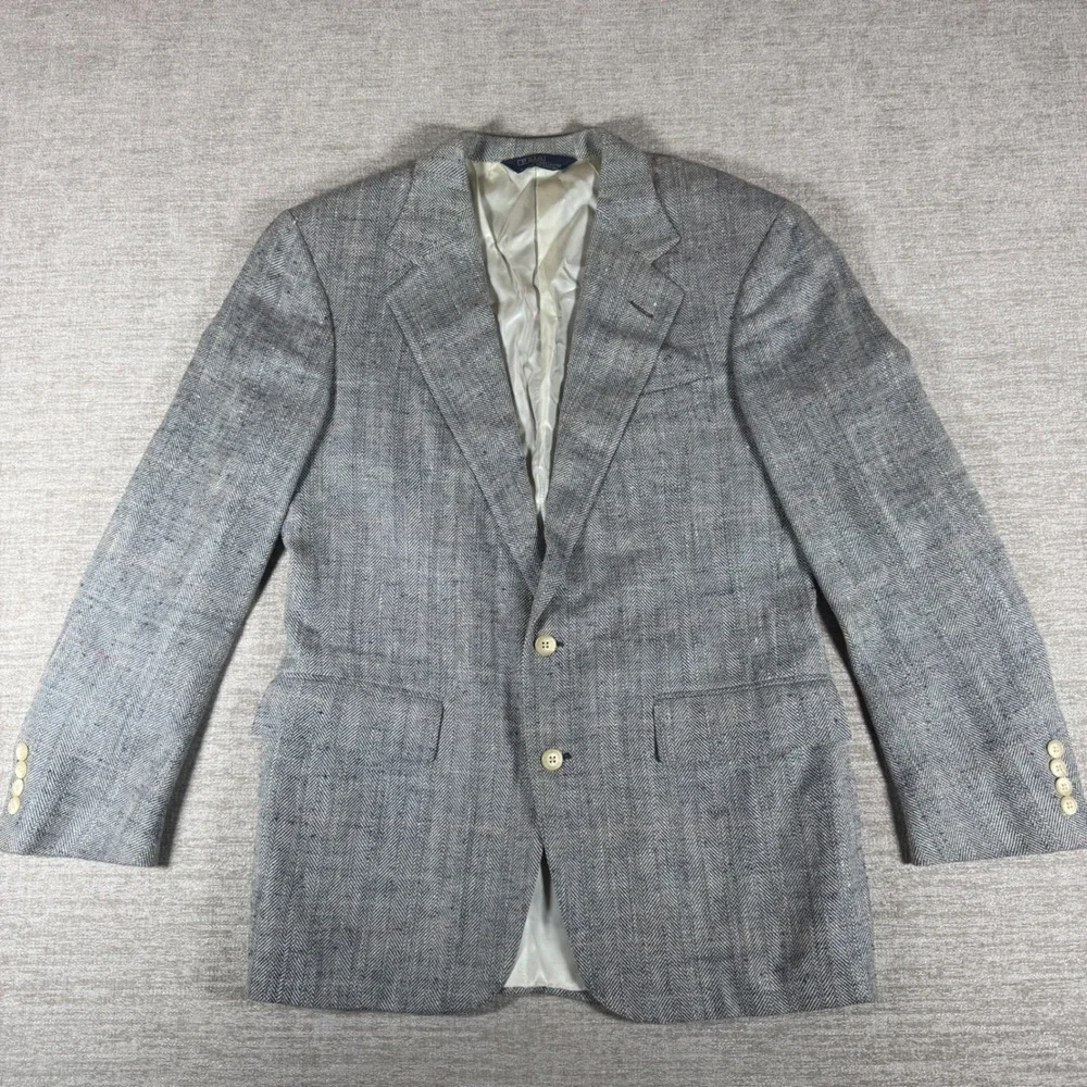 Polo Ralph Lauren Blazer Mens Gray Herringbone Tweed Wool Vintage USA 7119